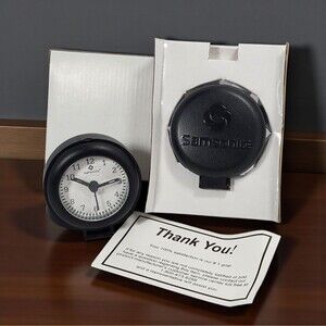 Samsonite Folding Travel Alarm Clocks Set of 2 w/ Box Tested & Working 3" Black